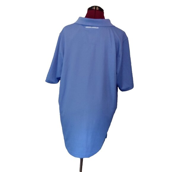 Under Armour HeatGear Loose Polo Shirt Blue White Mens Size XL Logo Side Split - Picture 2 of 7